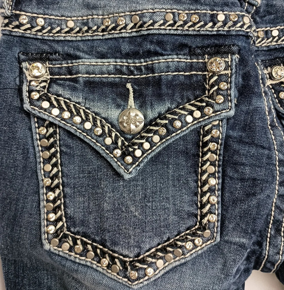 MISS ME Blue Midrise Skinny Jeans with Vintage Wash (#1,425) - Picture 7 of 9